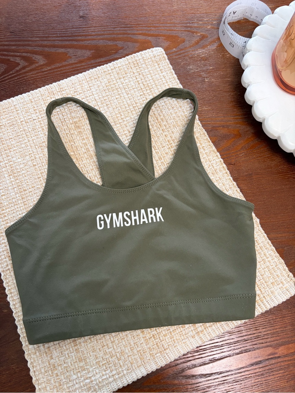 Gymshark Olive Green Strappy Racerback Sports Bra